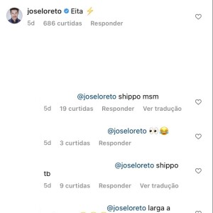 Comentário de José Loreto chamou a atenção dos seguidores