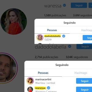 Wanessa e Dado Dolabella começam a se seguir após engatarem romance