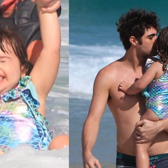 Clara Maria, filha de Tatá Werneck e Rafael Vitti, roubou a cena em um momento de lazer com o papai