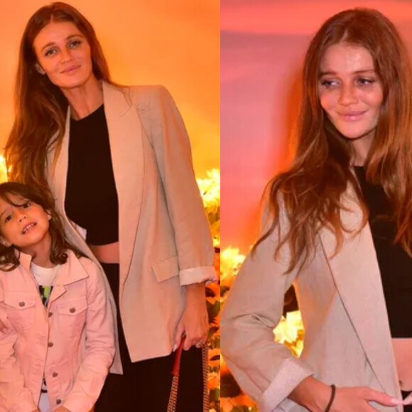 Cíntia Dicker visitou nova exposição com enteada e exibiu barriga de grávida