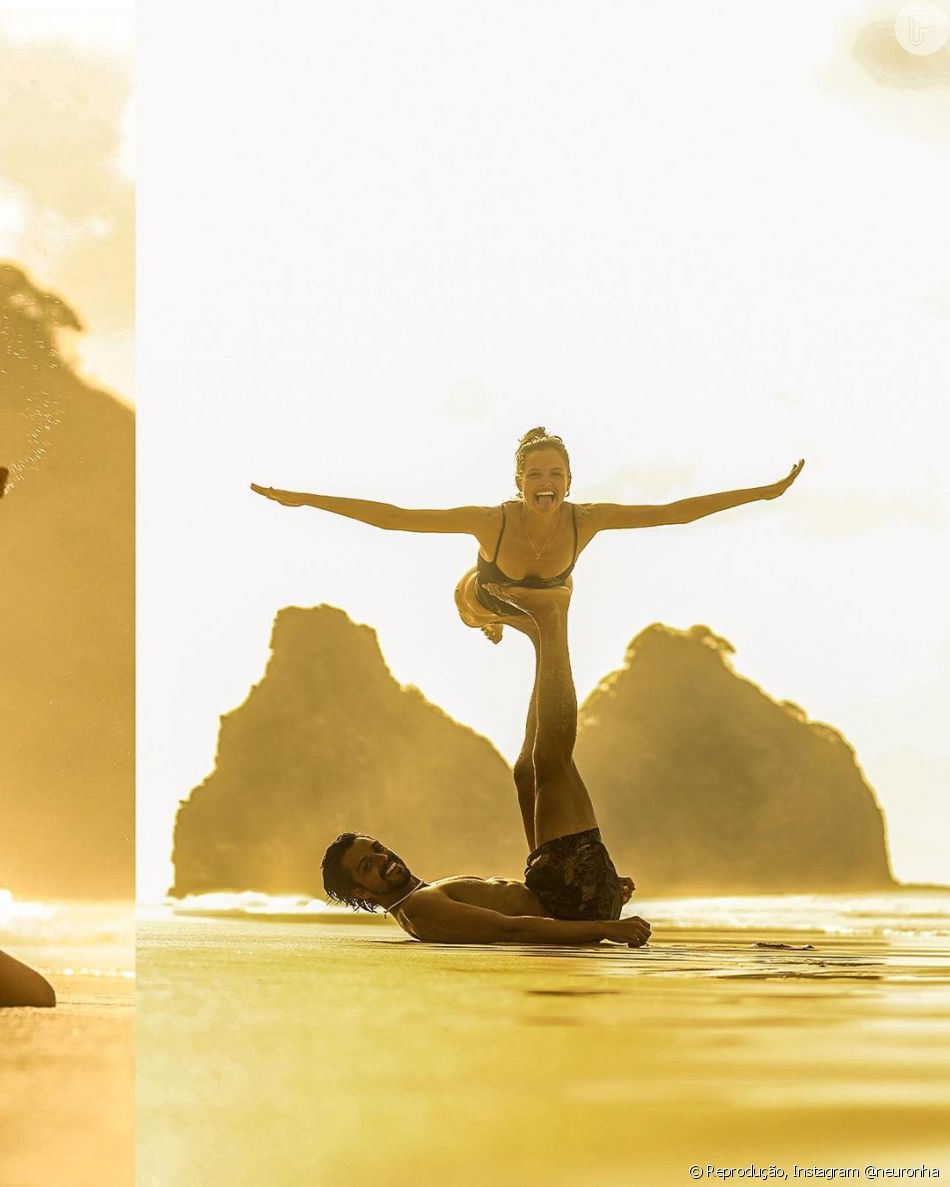 Foto romântica com o morro Dois Irmãos ao fundo de Agatha Moreira e Rodrigo Simas foi feita por Neuronha