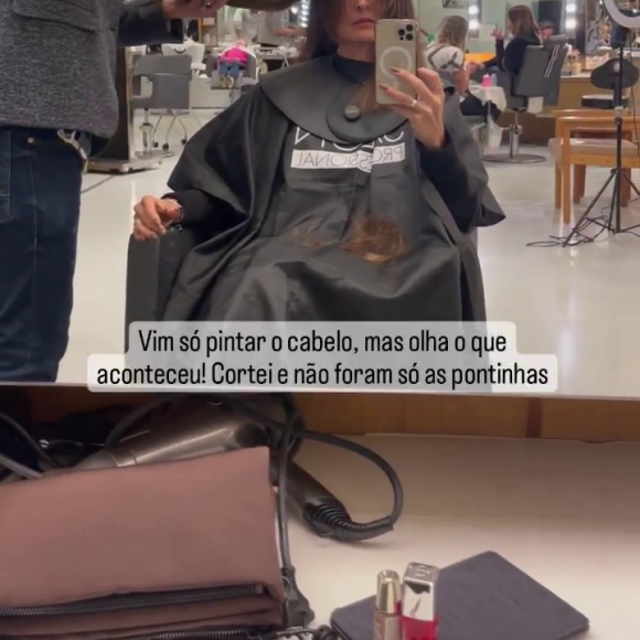 Fátima Bernardes foi para o salão só para pintar os cabelos e saiu de lá com um hair look totalmente novo