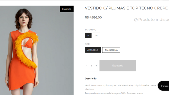 Vestido utilizado por Larissa Manoela e Adriane Galisteu custa R$ 4.995,00, mas está esgotado no site oficial do estilista Vitor Zerbinato