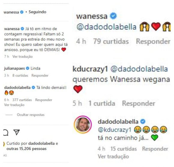 Wanessa Camargo é elogiada por Dado Dolabella em post