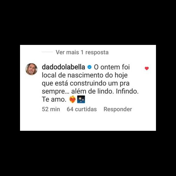 Dado Dolabella fez uma declaração pública à Wanessa no comentário do post