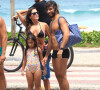 Deborah Secco foi à praia na companhia do marido, Hugo Moura, e da filha, Maria Flor