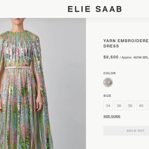 O vestido usado por Marina Ruy Barbosa está esgotado no site da grife Elie Saab