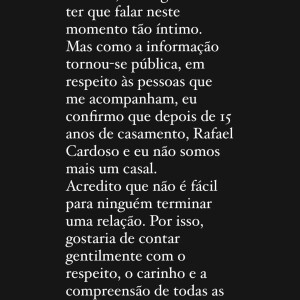 Mariana Bridi desabafou na rede social sobre o fim do casamento com Rafael Cardoso