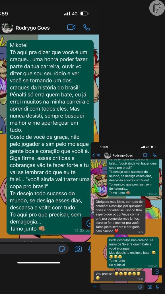 Neymar também conversou com Rodrygo Goés: 'Gosto de você de graça'