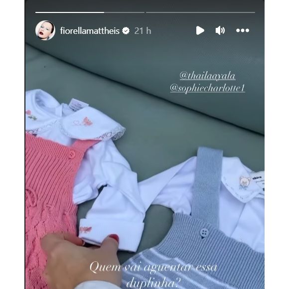 Fiorella Mattheis e Thaila Ayala ganharam roupinhas para os filhos de presente de Sophie Charlotte