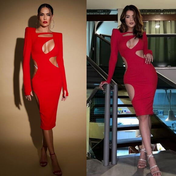 Deborah Secco e Eslovênia Marques usaram vestido vermelho colado