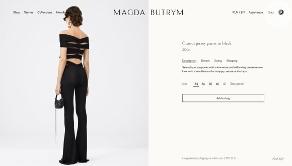 Detalhe do usado por Bruna Marquezine no site da marca: conjunto custa mais de R$ 10 mil na conversão para reais
