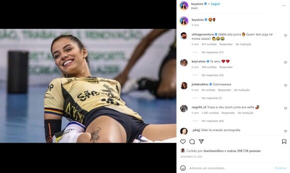 Internautas encontraram uma curtida de Lewis Hamilton no Instagram de Key Alves
