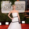O look de Jennifer Lawrence foi uma das sensações do Globo de Ouro 2014. Ela usou um vestido branco da grife francesa Christian Dior