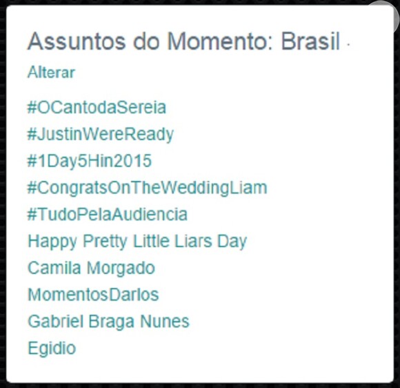 'O Canto da Sereia' ficou entre os assuntos mais comentados no Brasil no Twitter