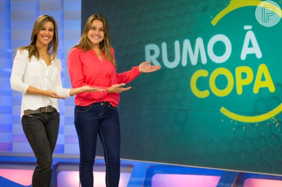 Fernanda Gentil (na foto com Cristiane Dias) apresenta o "Globo Esporte", mas atualmente emprestada para o "Bom Dia Brasil" durante as férias de Luís Ernesto Lacombe
