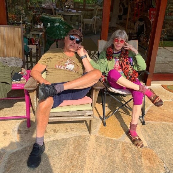 Rita Lee e o marido, Roberto de Carvalho, em foto postada pelo filho João Lee