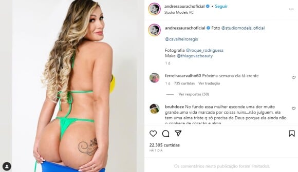 Influenciadora Andressa Urach fez um post para ironizar criticas de seguidores.