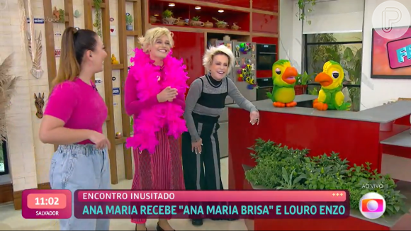 Ana Maria Braga deu risada ao ver a aparência do Louro Enzo que é uma imitação do Louro José.