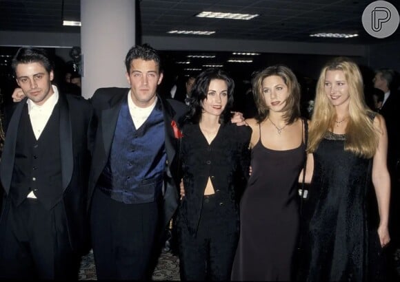 Protagonistas da série Friends: Matt LeBlanc, Matthew Perry, Courteney Cox, Jennifer Aniston e Lisa Kudrow