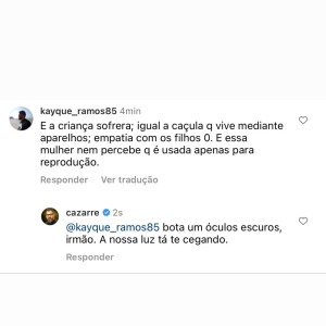 Em 6ª gravidez da mulher, Juliano Cazarré foi atacado por internauta que citou a filha caçula dele, já submetida a cirurgias com 1 ano de vida por problemas cardíacos