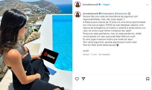 Bruna Biancardi é embaixadora da Blaze