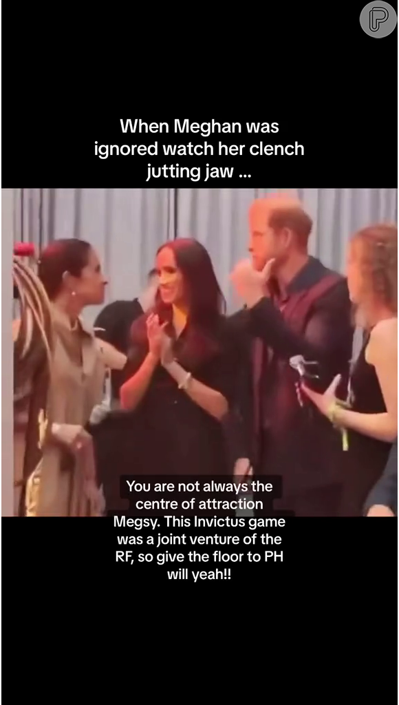 Meghan Markle e Príncipe Harry conversam com uma convidada do evento no vídeo que viralizou no TikTok