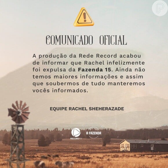 Equipe de Rachel Sheherazade informou expulsão pelas redes sociais