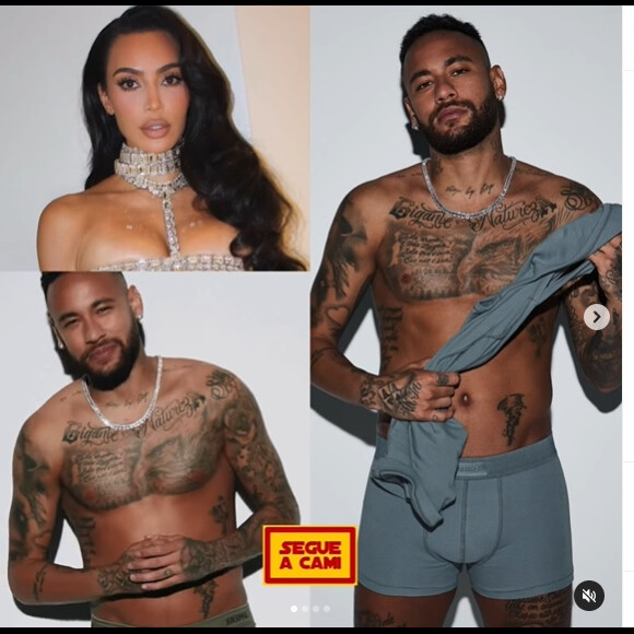Neymar estrelou uma campanha de cueca da marca de Kim Kardashian