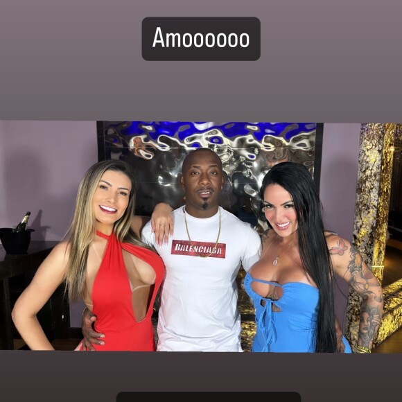 Andressa Urach, Elisa Sanches e Jefão nos bastidores do novo vídeo pornô