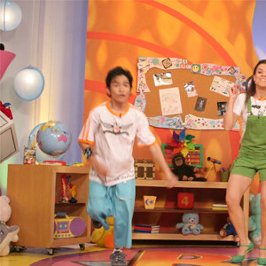 Priscilla e Yudi Tamashiro, ainda crianças, no 'Bom Dia & Cia.' do SBT