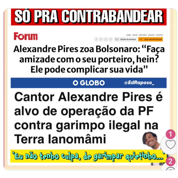 Suposto crime de Alexandre Pires vira meme na internet: 'Eu não tenho culpa de garimpar quietinho'