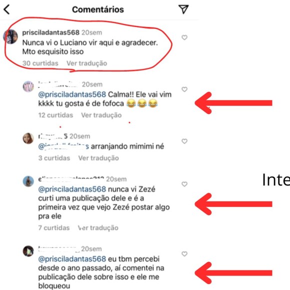 Igor Camargo questionou como Graciele Lacerda pode dizer que não sabia das interações do perfil fake