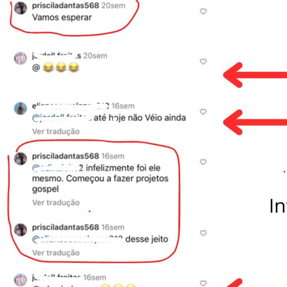 Igor Camargo mostrou muitos prints de postagens feitas pelo perfil fake de Graciele Lacerda
