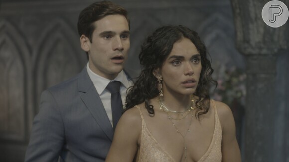 Em Fuzuê, Miguel (Nicolas Prattes) e Luna (Giovana Cordeiro) ficam em choque com a aparição de César (Leopoldo Pacheco)