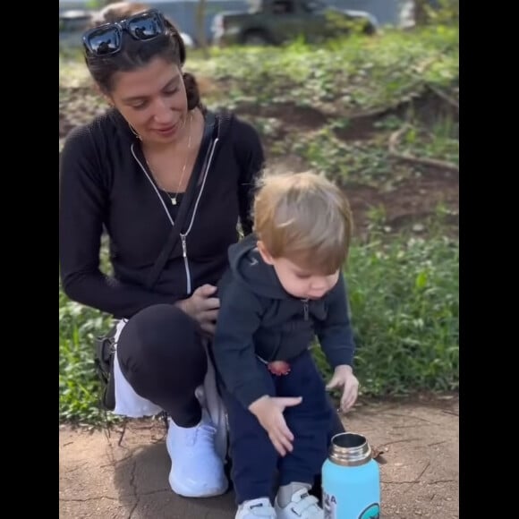 Mulher de Kayky Brito, Tamara Dalcanale também aparece em vídeo com o filho do casal, Kael