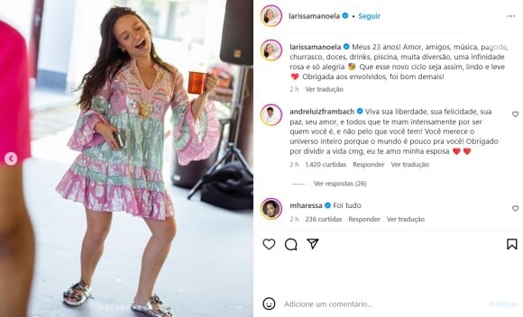 André Luiz Frambach deixou indireta em comentário de foto de Larissa Manoela