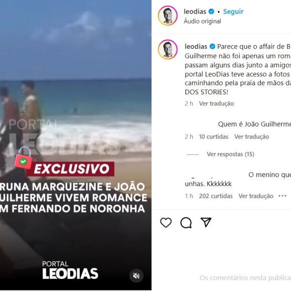 Bruna Marquezine e João Guilherme estão vivendo affair, segundo Leo Dias