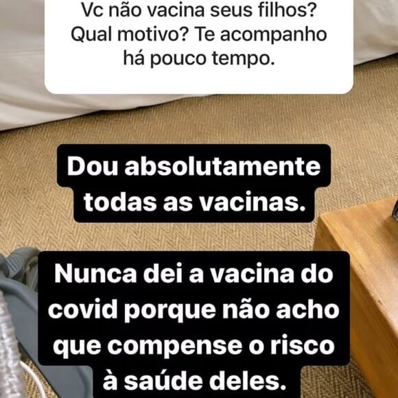 Letícia Cazarré explicou decisão de não vacinar filhos contra a Covid-19