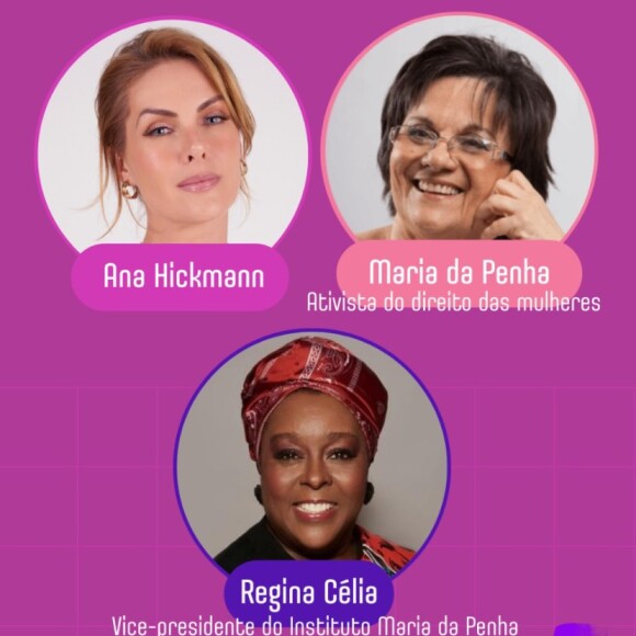 Live de Ana Hickmann com Maria da Penha e Regina Célia acontece a partir das 19h no perfil da apresentadora no Instagram (@ahickmann)