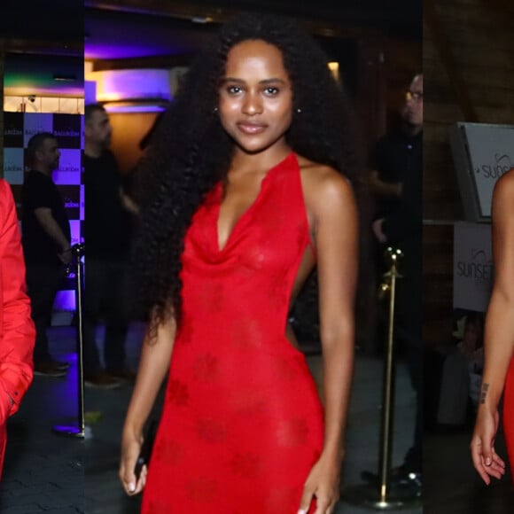 Maria Santa da novela 'Renascer', Duda Santos escolheu vestido vermelho longo com decote e recorte lateral para estreia da trama das nove