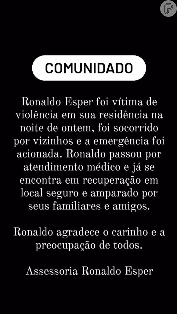 Ronaldo Esper: nota da assessoria sobre o crime