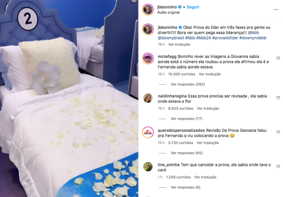 Último vídeo postado por Boninho no Instagram recebeu muitos comentários sobre o assunto