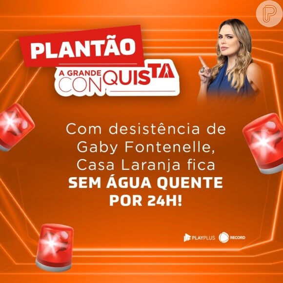 Casa Laranja ficará sem água quente por 24h, como consequência da desistência de Gaby de 'A Grande Conquista 2'