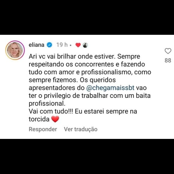 Comentário de Eliana foi considerado uma alfinetada a Patrícia Abravanel