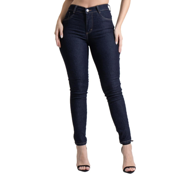 Calça Jeans Skinny Lycra Cintura Alta, Sawary