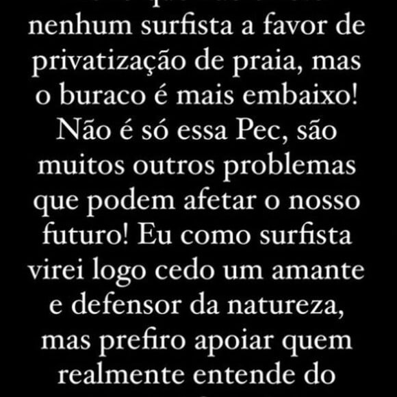 Pedro Scooby se manifestou claramente contra a privatização das praias, mas não citou Luana Piovani