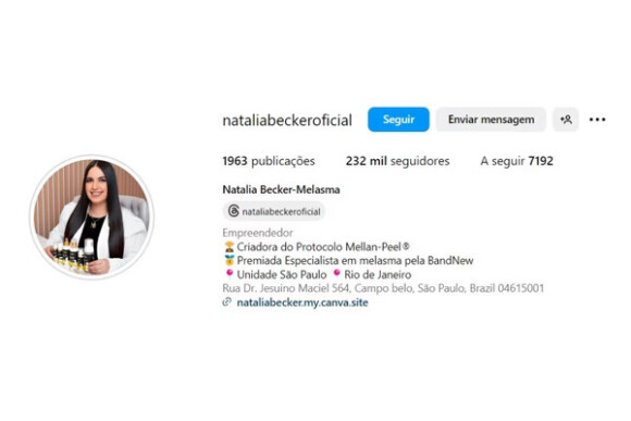 Natalia Becker tem mais de 230 mil seguidores no Instagram e desativou a rede social após o caso