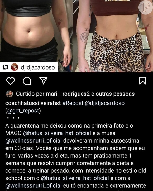 Djidja Cardoso e o irmão, apesar do sucesso no emagrecimento, se afastaram do personal anos depois