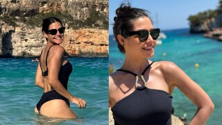 Thais Fersoza elege maiô com decote criativo para férias e look praia ganha elogios: 'Elegante'